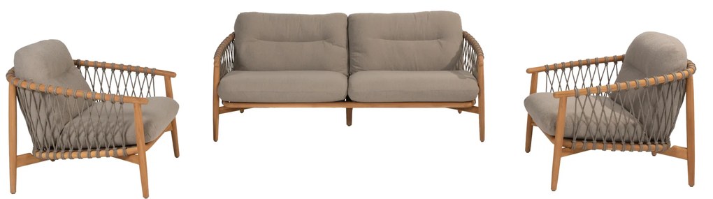 Nora stoel bank loungeset 3 delig teak rope 4 Seasons Outdoor