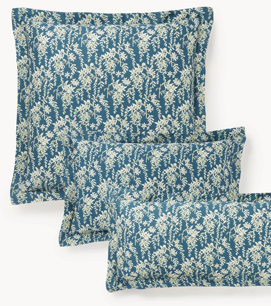 Katoensatijnen kussenhoes Leticia met bloemenprint