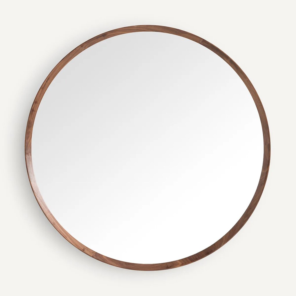 Ronde spiegel van massief notenhout, diameter 100 cm, Orion