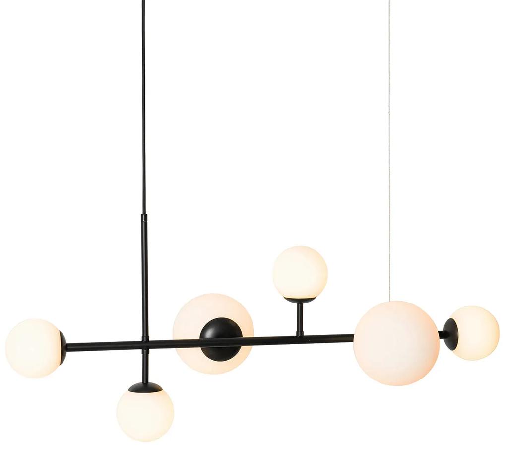 Eettafel / Eetkamer Moderne hanglamp zwart met mat glas 6-lichts - Monaco Modern G9 Binnenverlichting Lamp