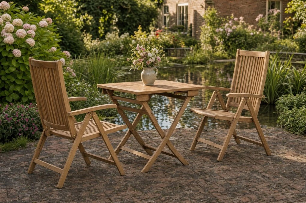 Tuinset 2 personen 80 cm Teak Taupe Garden Collections Canterbury/Derby
