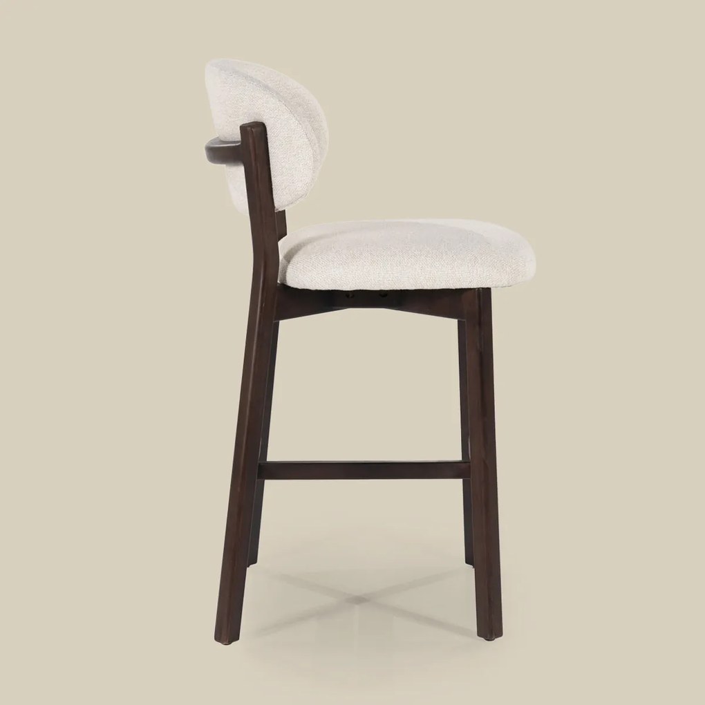 Luxe Barstoel Walnoot En Beige Stof
