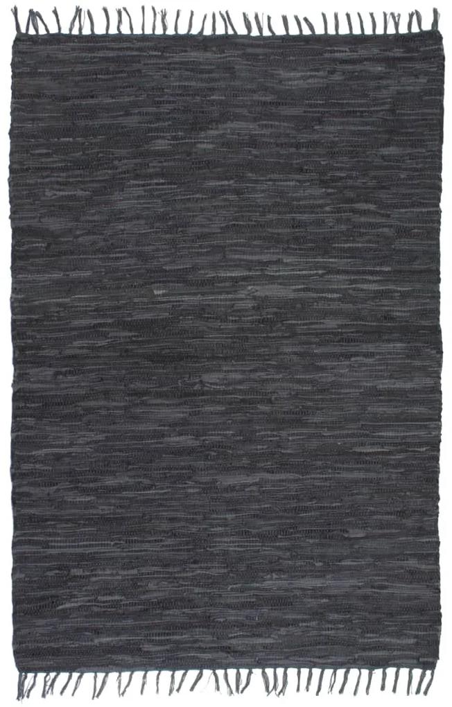 vidaXL Vloerkleed Chindi handgeweven 190x280 cm leer grijs