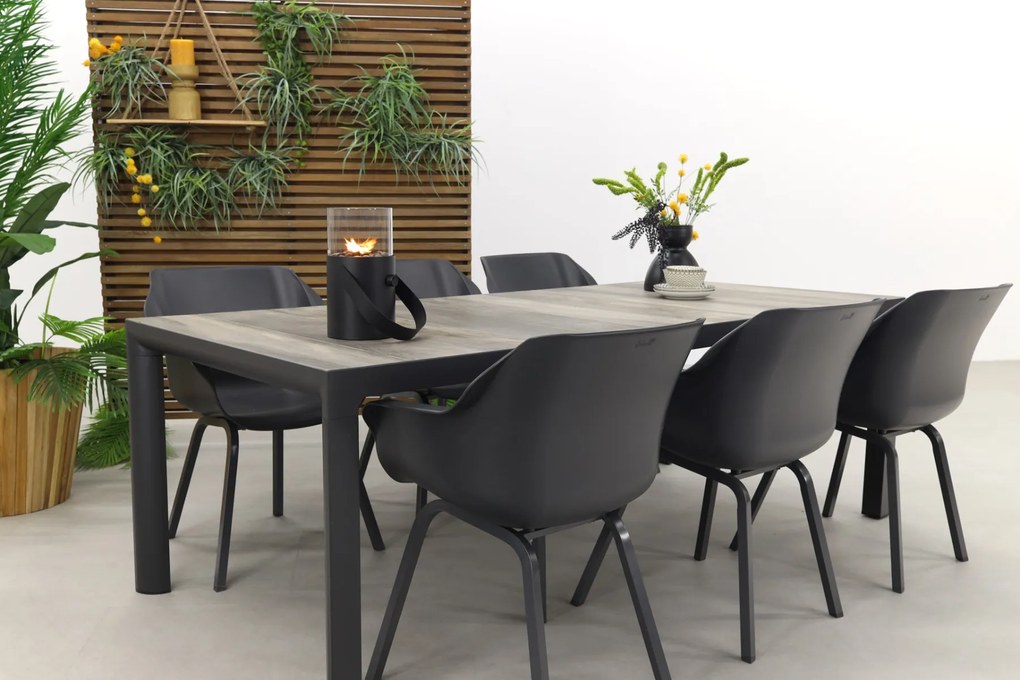 Hartman Sophie Xerix/Kings tuinset antraciet - 220x100 cm. - Keramiek tafelblad
