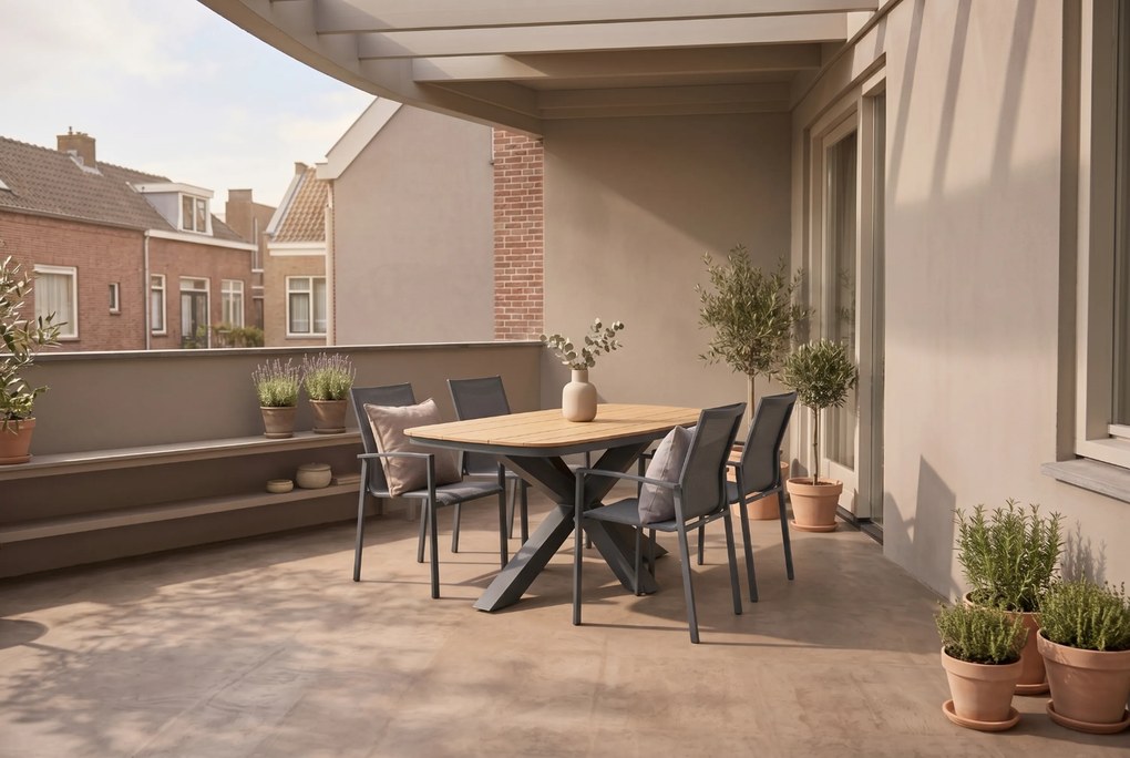 Tuinset 4 personen 180 cm Aluminium Grijs Lifestyle Garden Furniture Timo/Camila