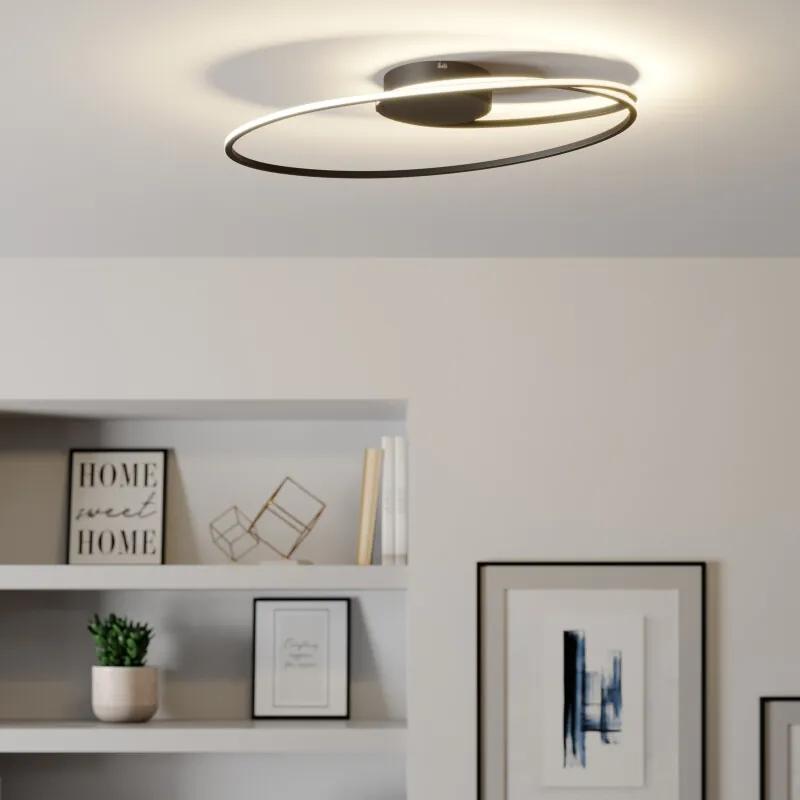 Xenias LED plafondlamp, zwart, 60 x 35 - lampen-24