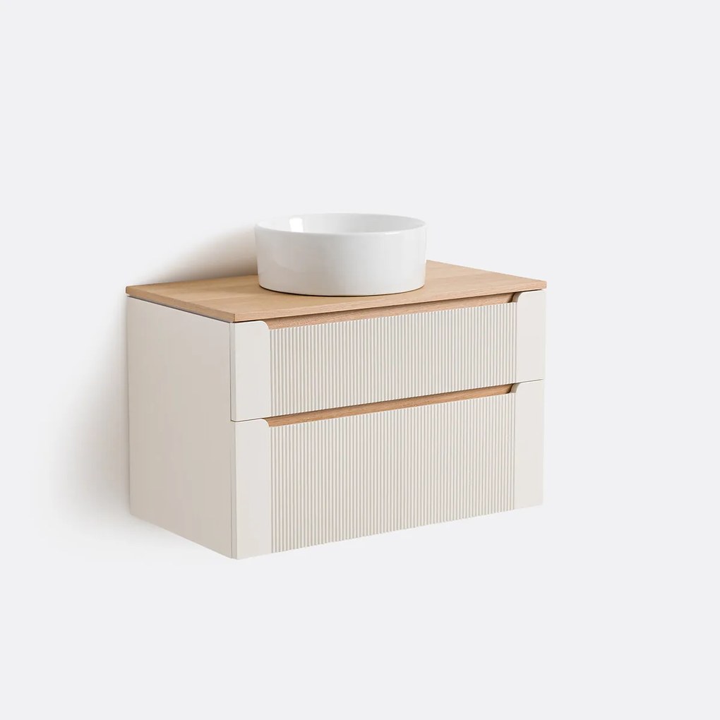 Hangend ondermeubel voor wastafel, 2 lades, Naida