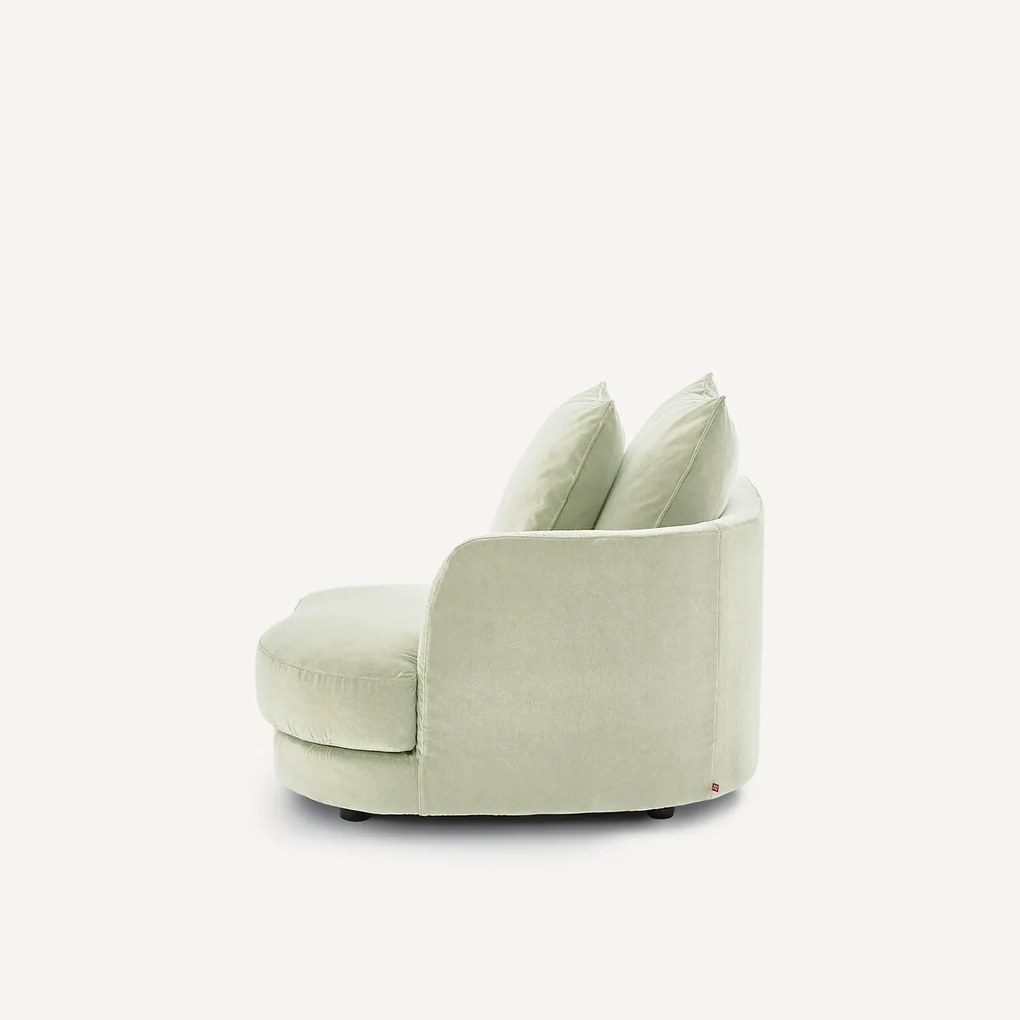 Halve bank rechts, afgerond, modulair, van stonewashed fluweel, TIBERIO