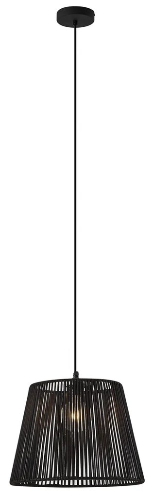 Buiten hanglamp zwart met zwarte kap van touw IP44 - CavaJapandi Minimalistisch E27 IP44 Buitenverlichting rond