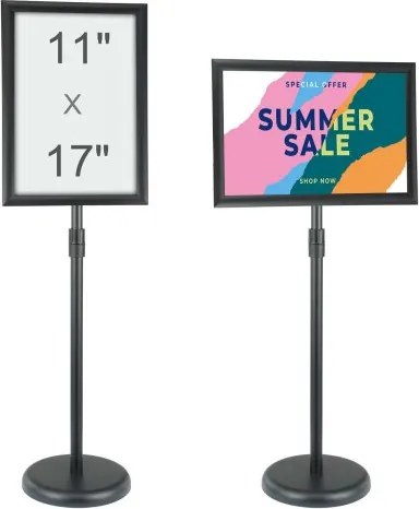 VEVOR Informatiestandaard 420 x 297 mm Verticaal en horizontaal verstelbare posterstandaard, robuuste staande bordhouder met ronde voet voor displays, reclame en buitengebruik, zwart