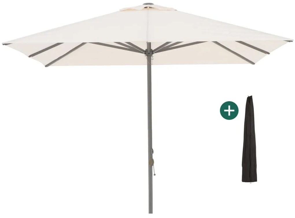 + 10% kassakorting | Parasol Shadowline Cuba | Inclusief hoes | Vierkant | 350x350cm | Met katrol | Wit | Kees Smit Tuinmeubelen
