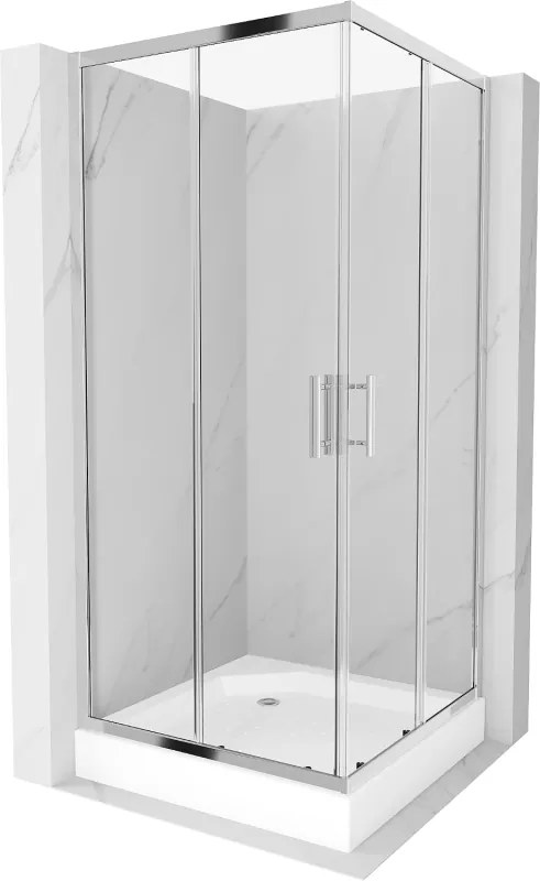 Mexen Rio vierkante douchecabine 90 x 90 cm, transparant, chroom + Rio douchebak, wit - 860-090-090-01-00-4510