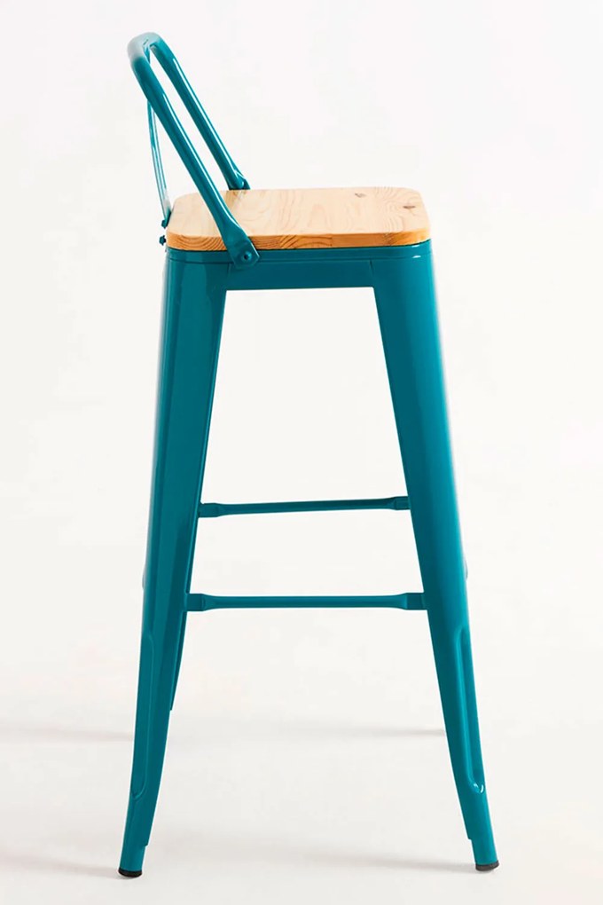 Kruk Torix met rugleuning van natuurlijk hout