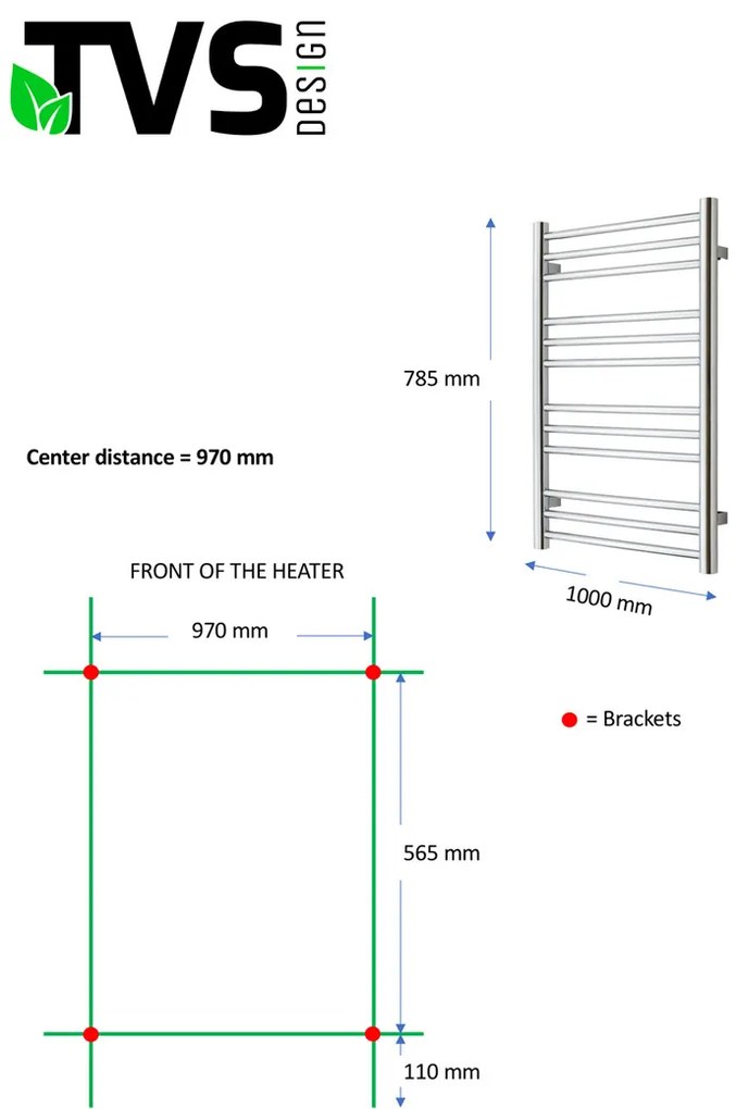 TVS Design Pivo handdoekradiator chroom 378W 78,5x100cm