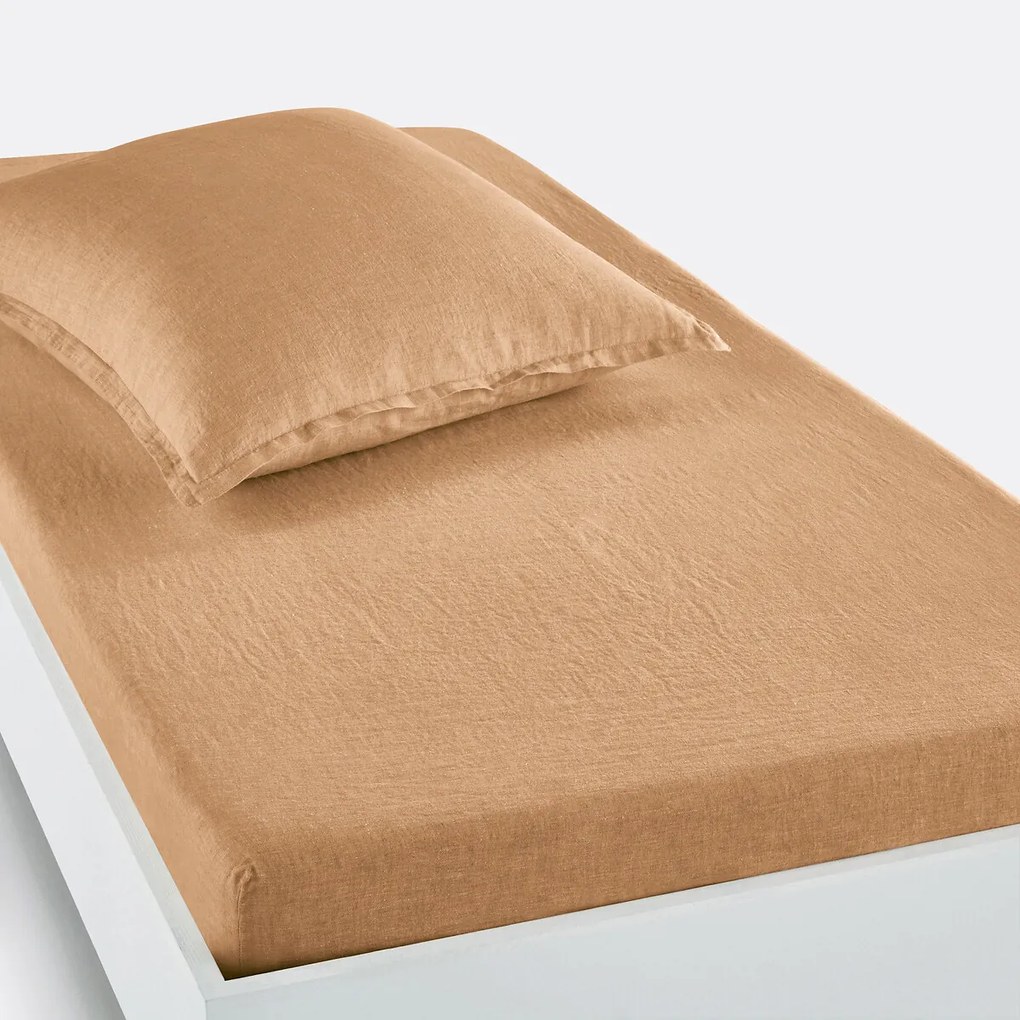 Hoeslaken in gewassen linnen, omslag 30 cm, Linot