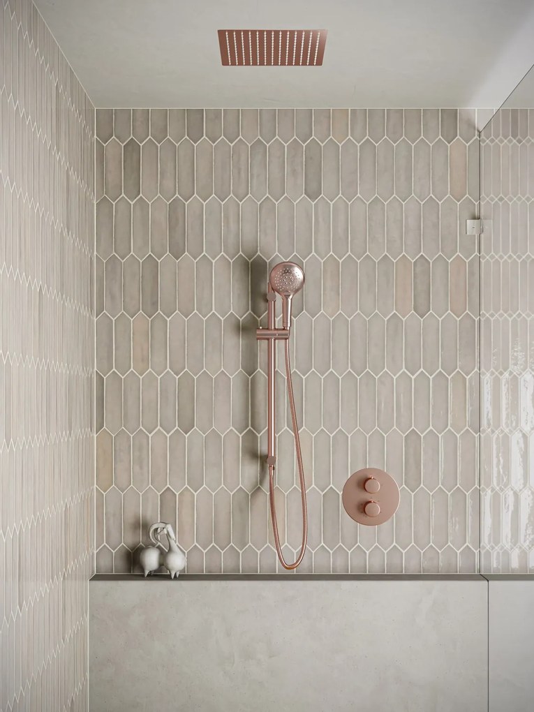 Saniclear Cube inbouw regendouche rond met inbouw douchekop 30x30cm, glijstang en 2 standen handdouche geborsteld koper
