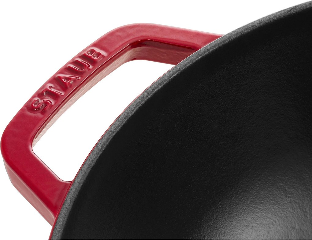 Staub Specialities Wok met glazen deksel 30 cm, Kersenrood - Specialities - Staub