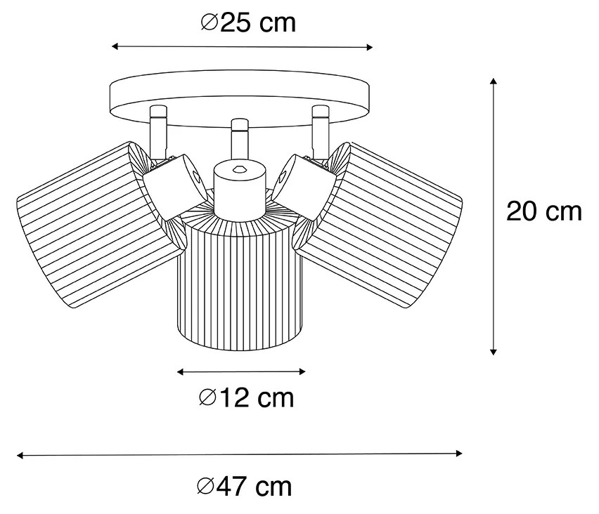 Plafondspot goud met glas 3-lichts verstelbaar rond - Laura