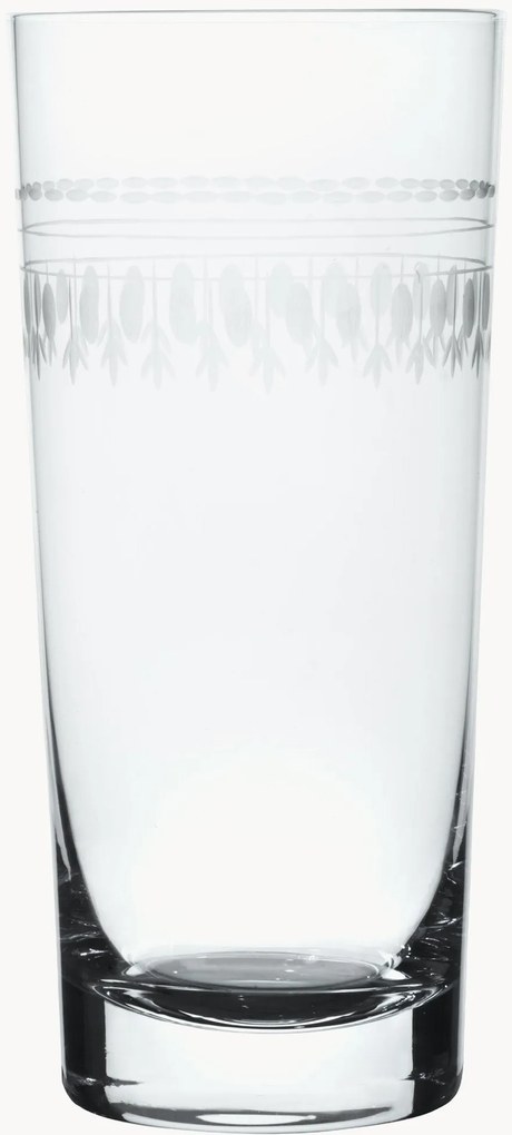 Mondgeblazen kristallen longdrinkglazen Ovals, 4-delig