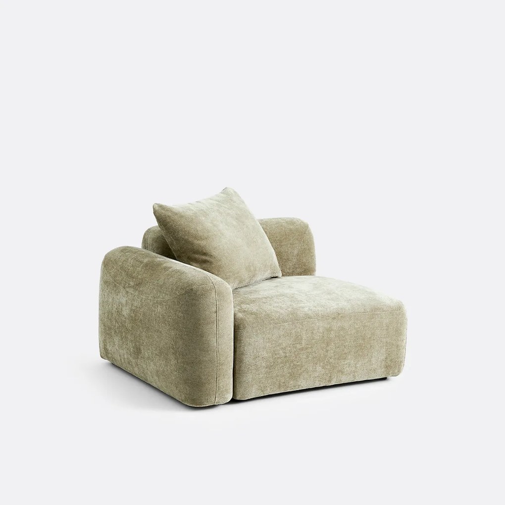 Halfzits met armleuning links voor modulaire eenheden, in jacquard chenille, AMAD