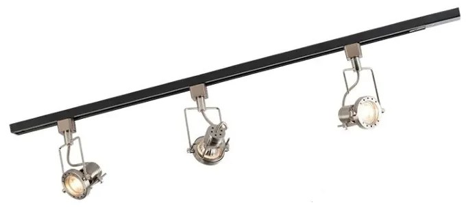 Modern railsysteem met 3 spots staal 1-fase  - Iconic Suplux