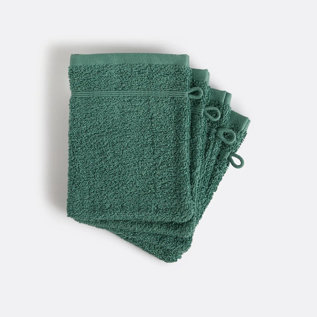 Set van 4 washandjes in bouclette badstof, Zavara