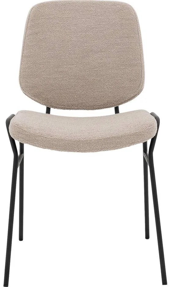 Goossens Eetkamerstoel Hjalmar beige stof leuning, modern design