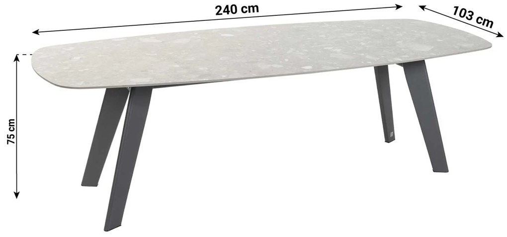 Dining Tuintafel rechthoekig 240 x 103 cm antraciet Aluminium/keramiek Grijs Montana