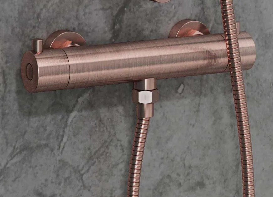 Saniclear Evolution opbouw regendouche met 20cm hoofddouche en 2 standen handdouche geborsteld koper