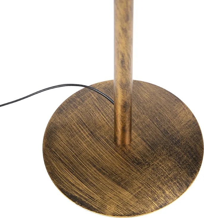 Vintage vloerlamp goud met rode kap 40 cm - Simplo