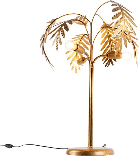 Art Deco tafellamp goud 3-lichts - Botanica