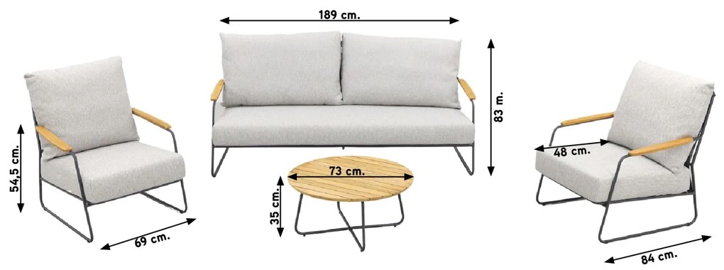 4 Seasons Balade/Verdi stoel-bank loungeset - 4-delig