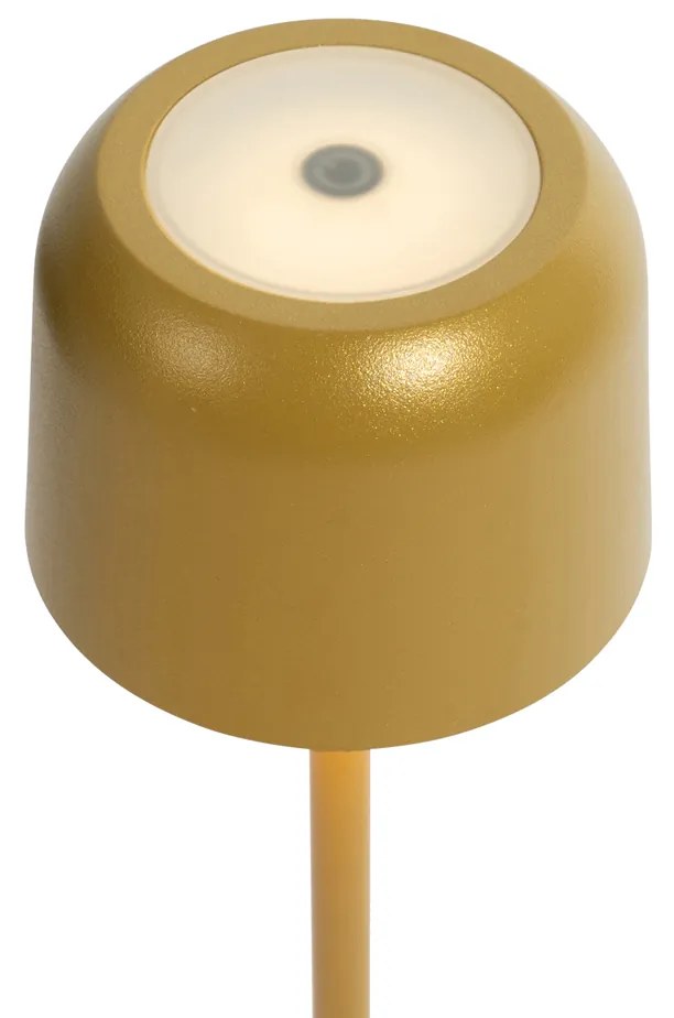 Buitenlamp met dimmer LED Set van 9 tafellamp met dimmeren mushroom goud incl. laadstation - Raika Modern IP65 Buitenverlichting Lamp