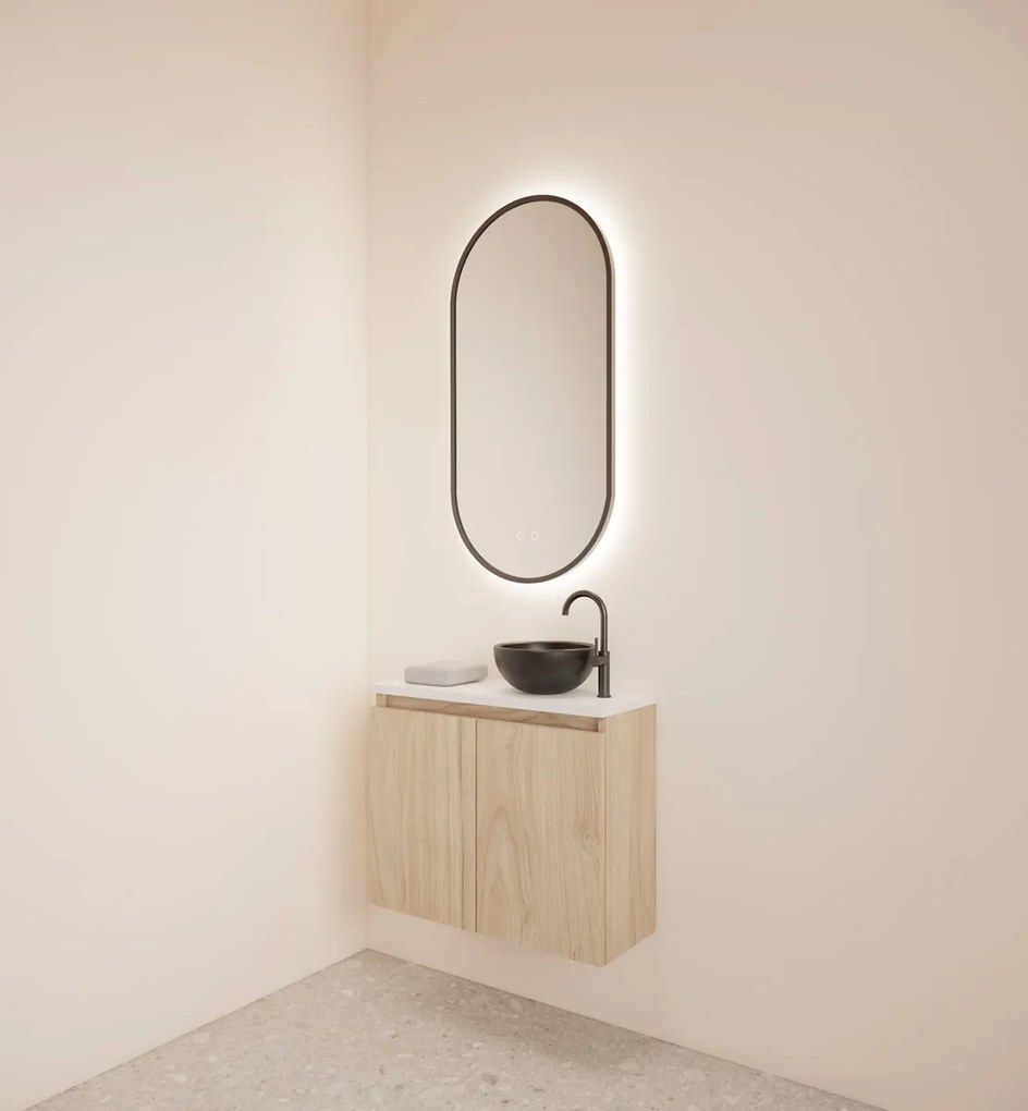 Gliss Design Echo toiletmeubel 60cm kastanje met toppaneel wit mat