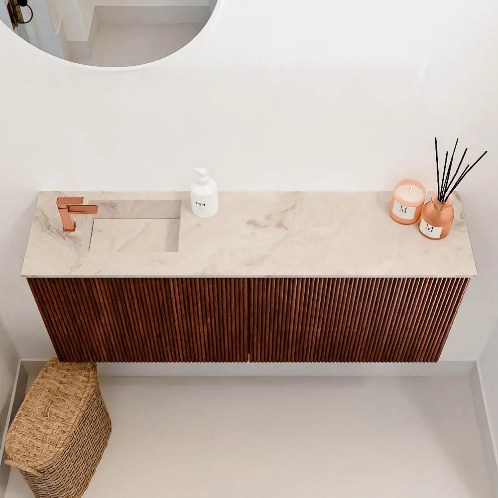 Mondiaz Joya DLux 100cm toiletmeubel ruby met wastafel faye links 1 kraangat frappe