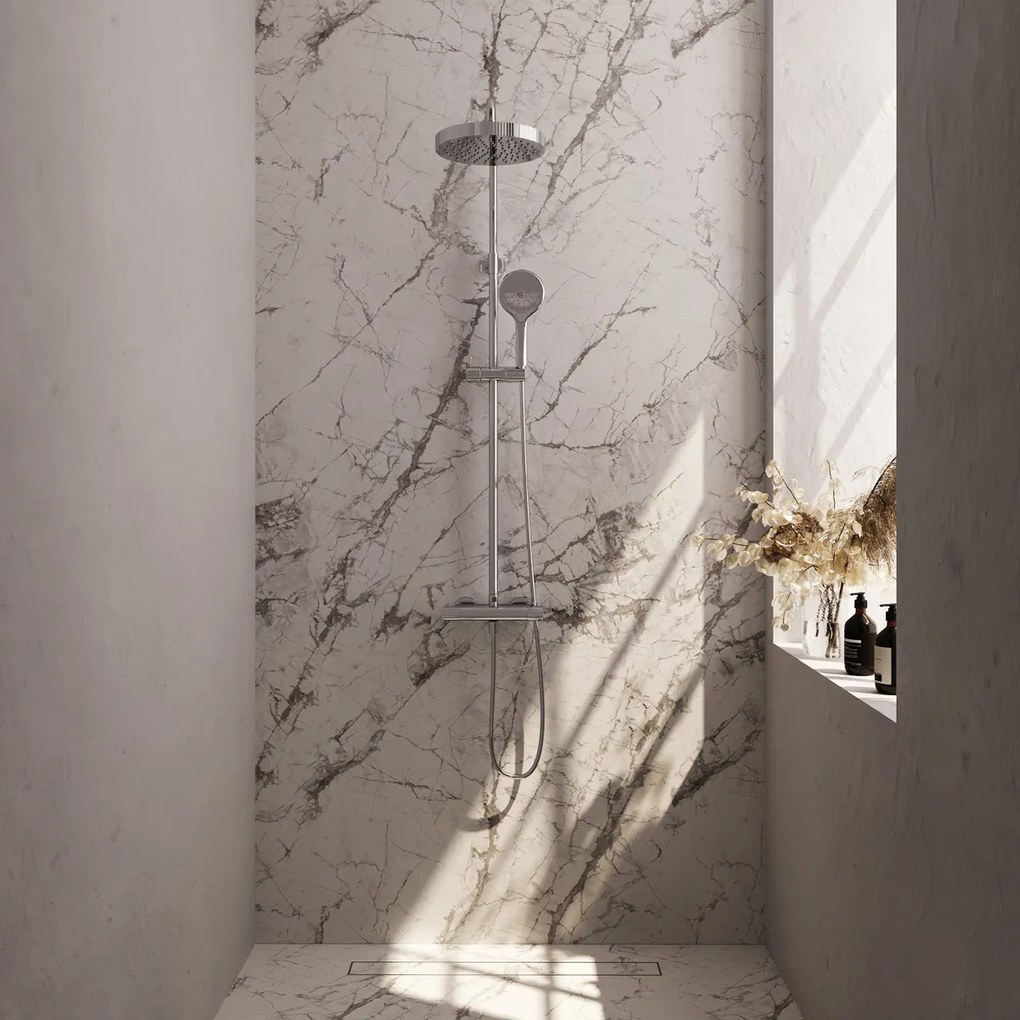 Brauer Stripe opbouw regendouche met 25cm hoofddouche en 3 standen handdouche chroom