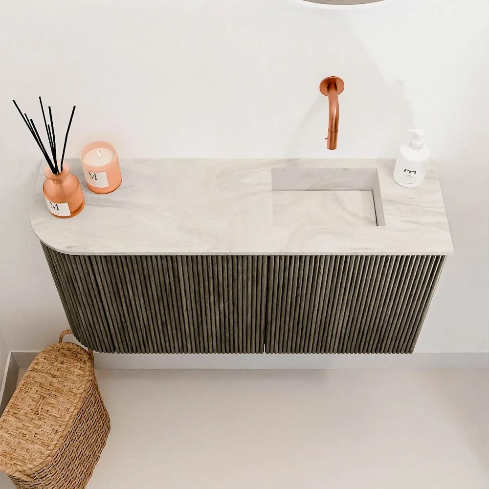 Mondiaz Joya DLux 80cm toiletmeubel ronding links shadow met wastafel faye rechts zonder kraangat ostra