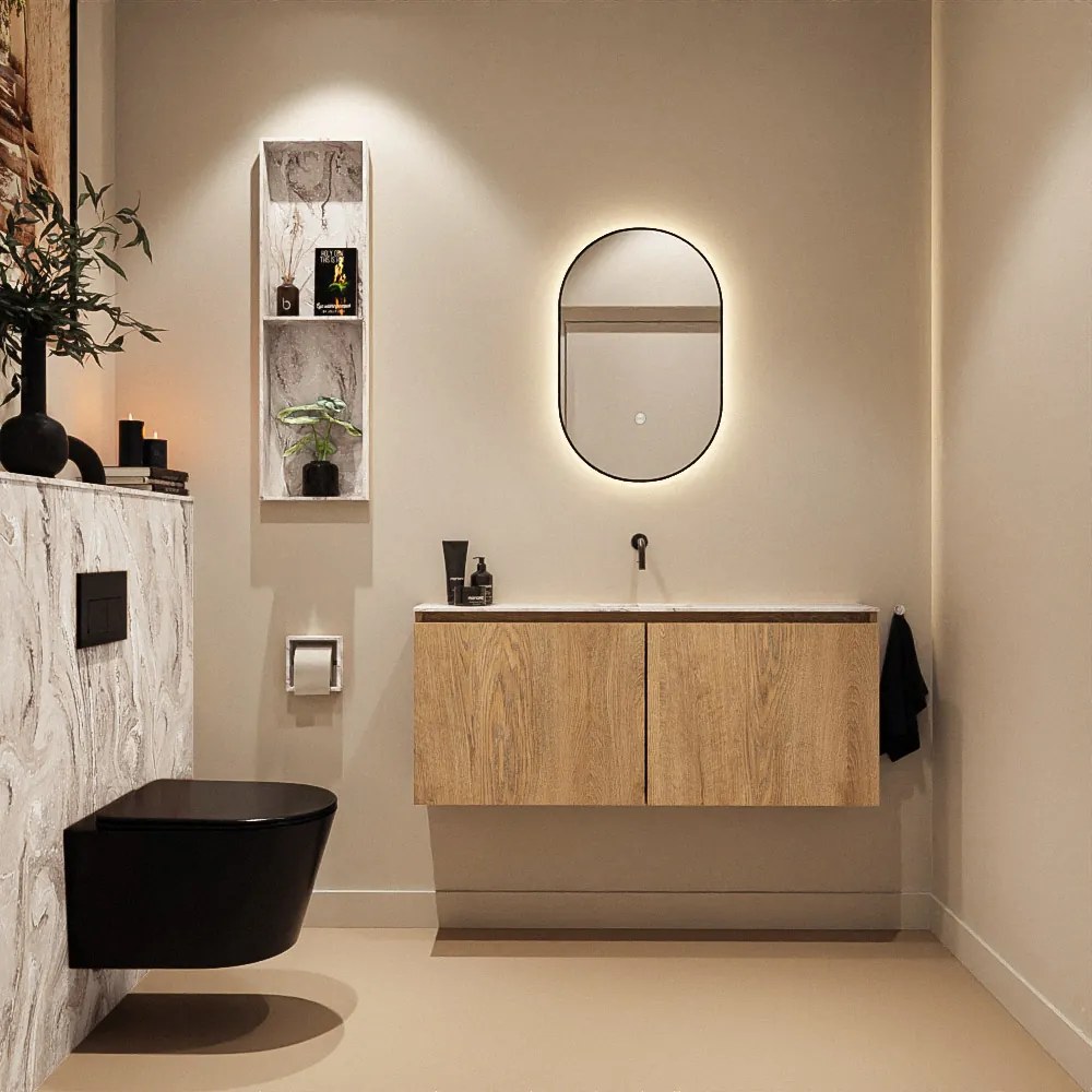 Mondiaz Ture DLux toiletmeubel 120cm washed oak met wastafel glace midden zonder kraangat