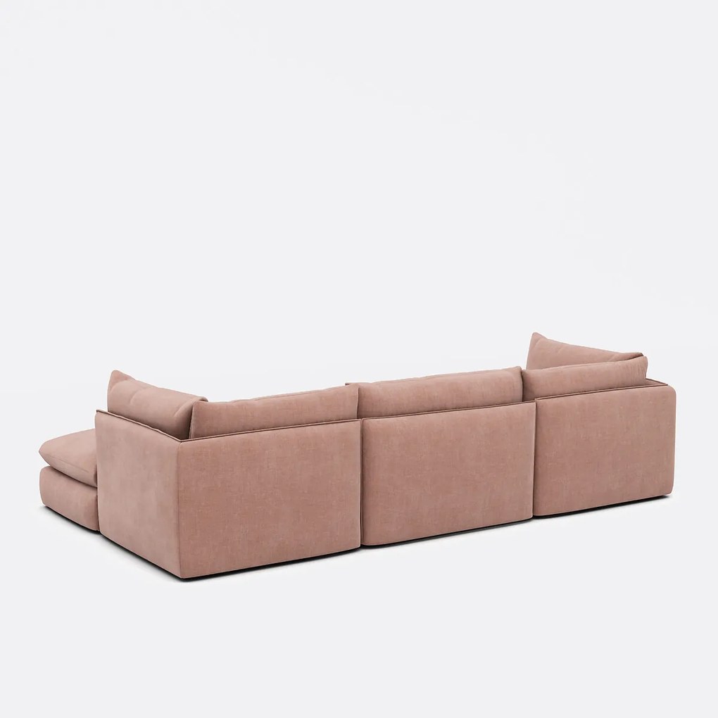 Modulaire bank, 3 zits met poef, gestructureerde stof, Malo