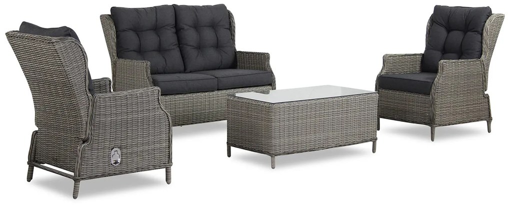 Stoel en Bank Loungeset 4 personen Wicker Grijs  Garden Collections New Castle