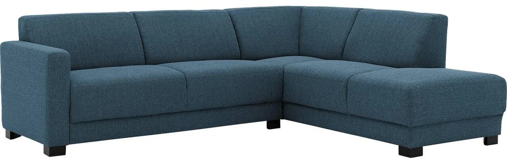 Goossens Bank My Style blauw, stof, 2,5-zits, stijlvol landelijk met chaise longue rechts