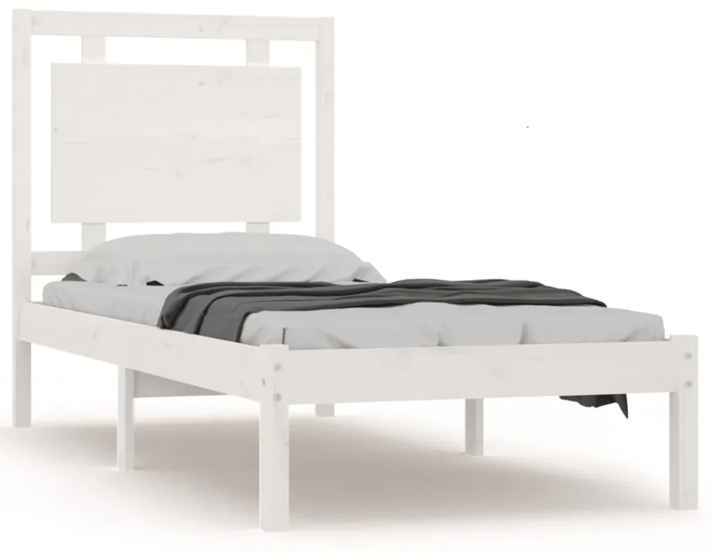 vidaXL Bedframe massief hout wit 75x190 cm 2FT6 Small Single
