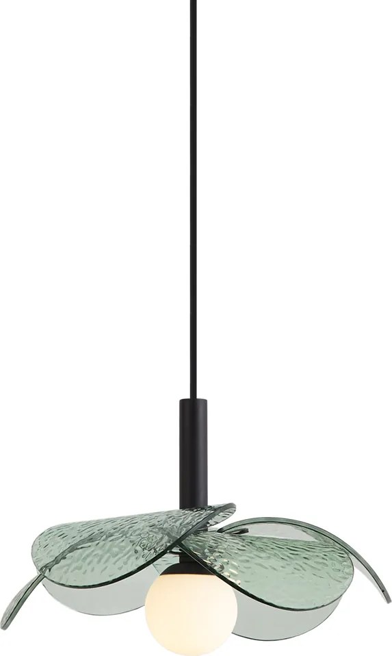 Design hanglamp zwart met groen glas - Kemner