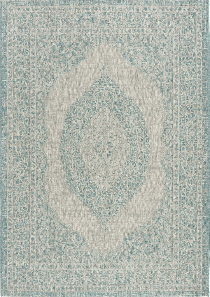 Safavieh | In- & outdoor vloerkleed Amira 120 x 180 cm lichtgrijs, aquablauw vloerkleden polypropyleen vloerkleden & woontextiel vloerkleden