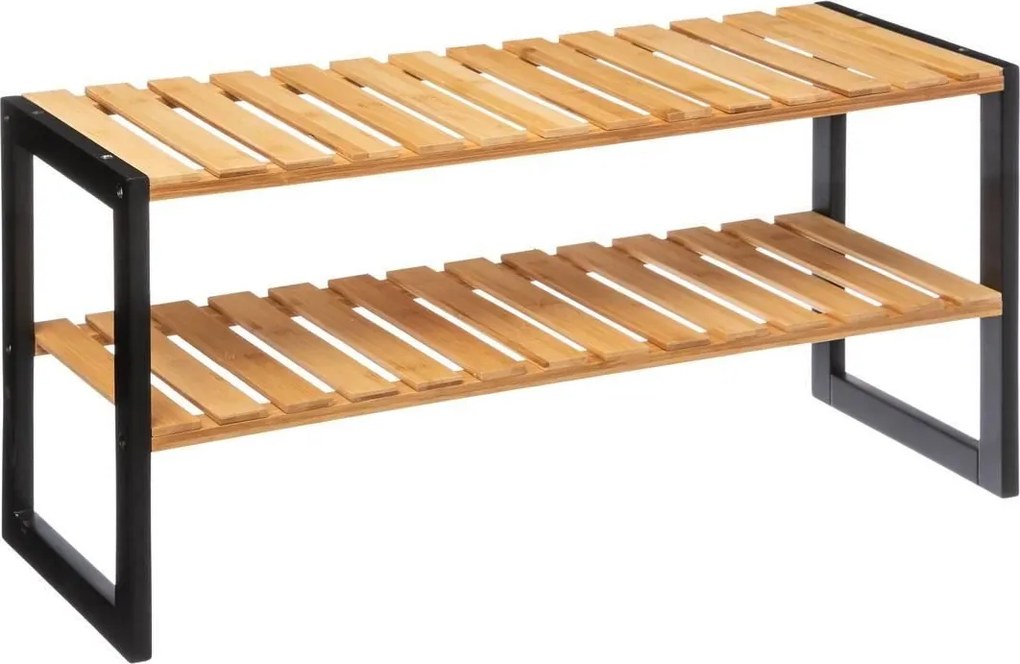 5Five schoenenrek - 2 niveaus - Bamboe - 70 x 26 x 34 cm - Netjes en georganiseerd - Stapelbaar