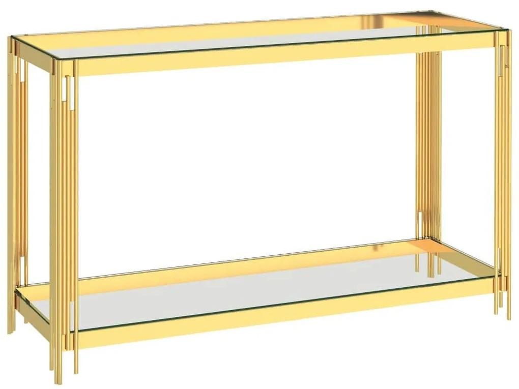 Medina Bijzettafel 120x40x78 cm roestvrij staal en glas goudkleurig