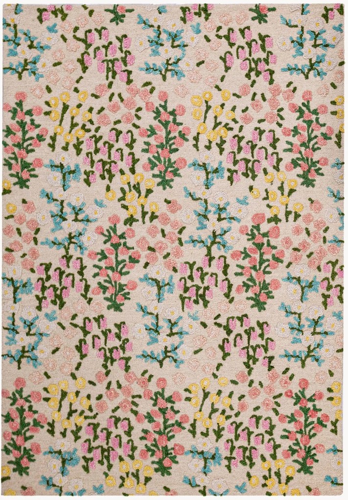Handgetuft hoog-laag wollen vloerkleed Emilia Floral