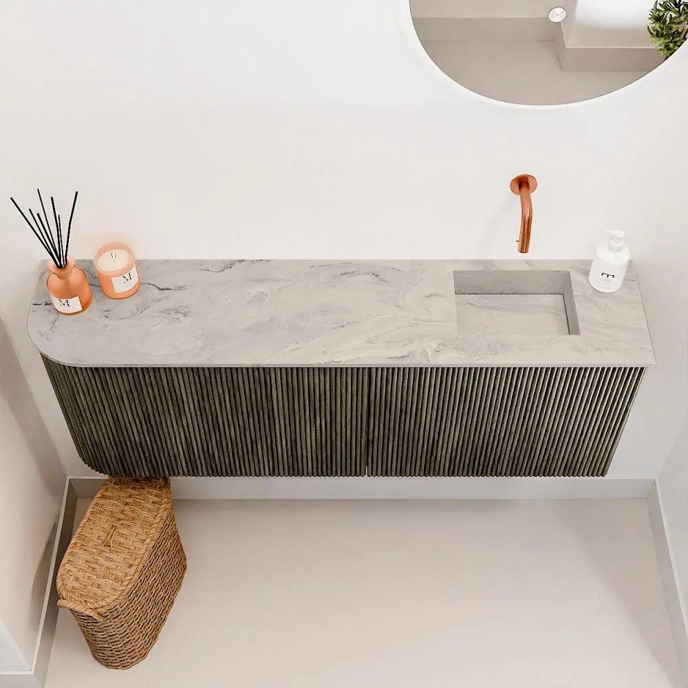 Mondiaz Joya DLux 110cm toiletmeubel ronding links shadow met wastafel faye rechts zonder kraangat glace