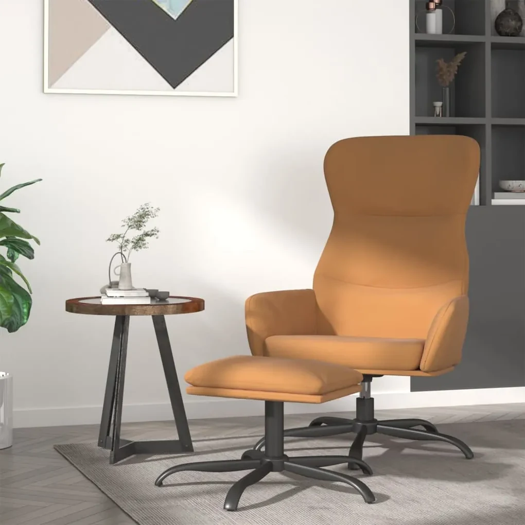 vidaXL Relaxstoel met voetenbank microvezelstof taupe