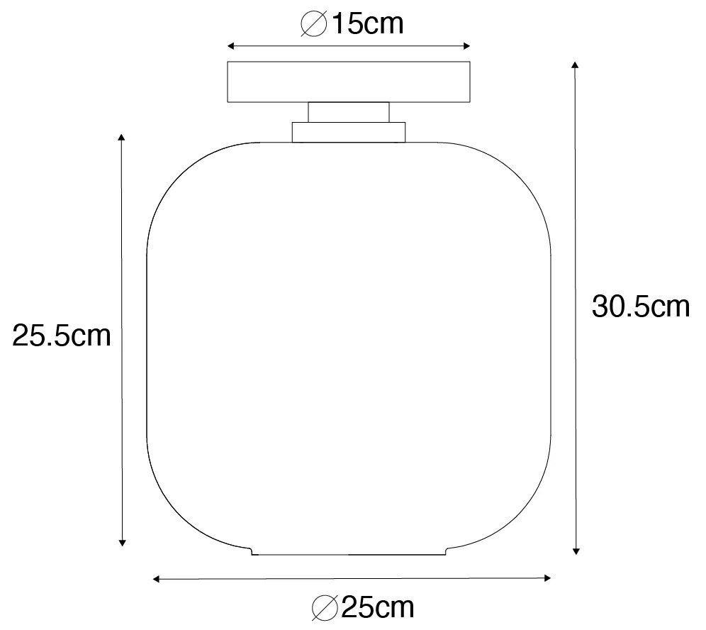 Design plafondlamp messing en amber glas - Zuzanna